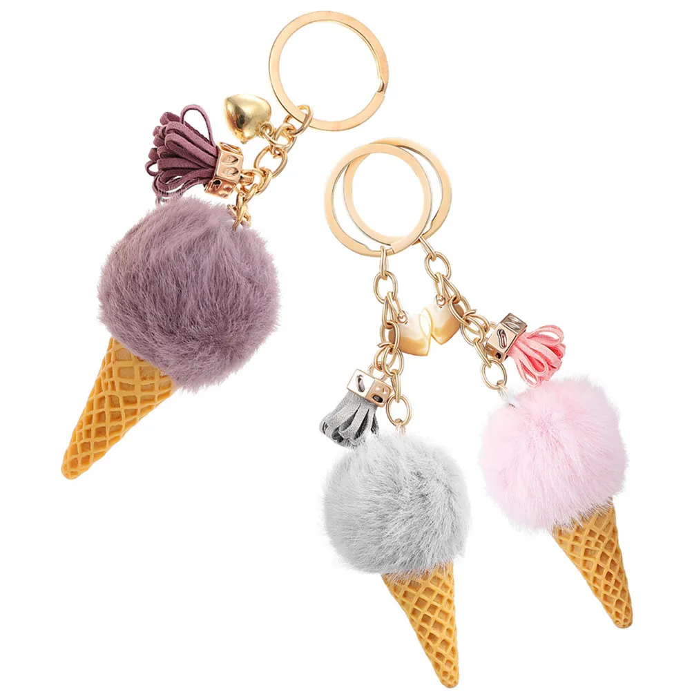 

3Pcs Ice Cream Keychain Metal Pendant Decorative Keyring Cute Bag Purse Handbag Charm Ice Cream Pendant Keychain