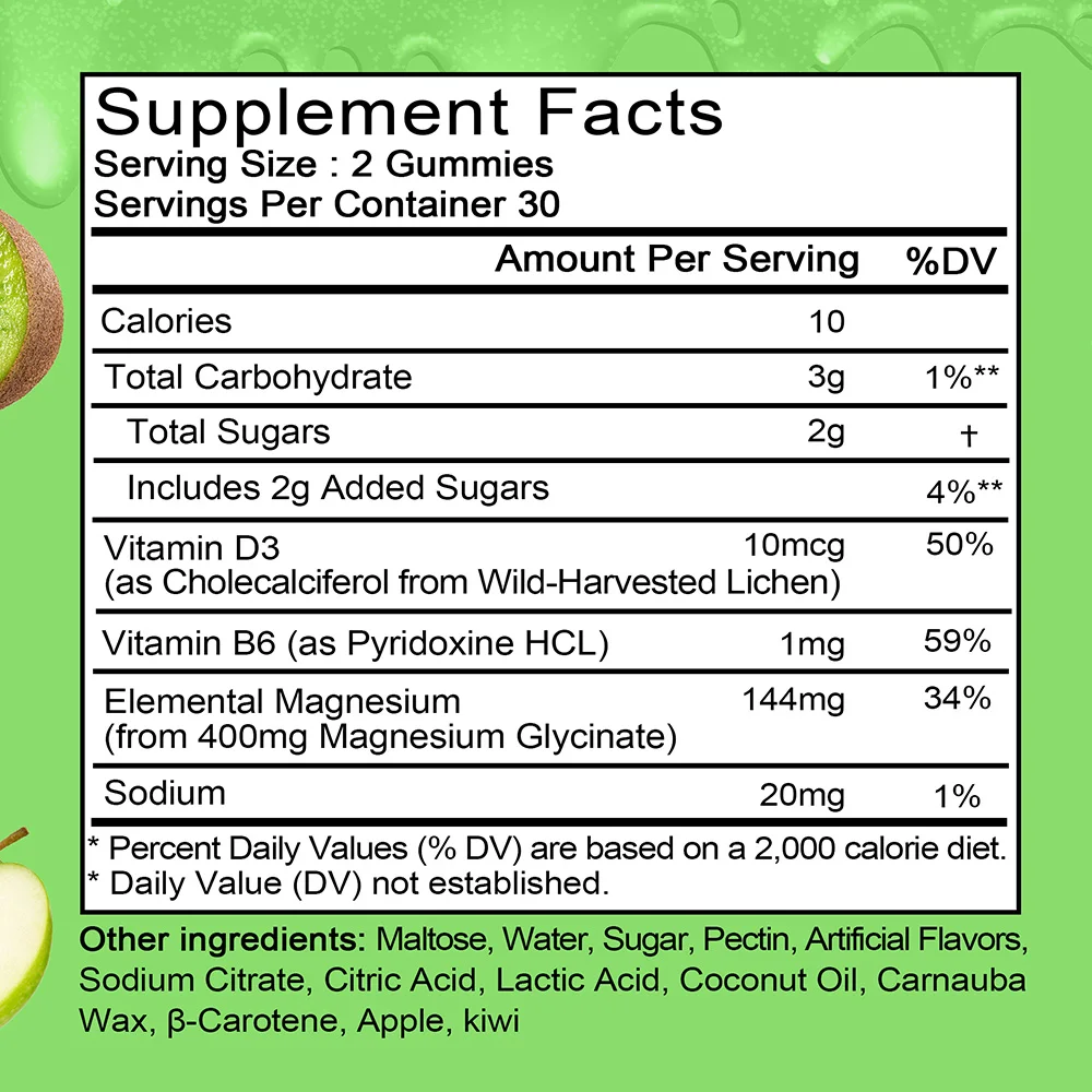 

Magnesium Glycinate Gummies - Brain Health, Strengthen Muscles and Bones, Improve Sleep, Relax Nerves and Regulates Mood
