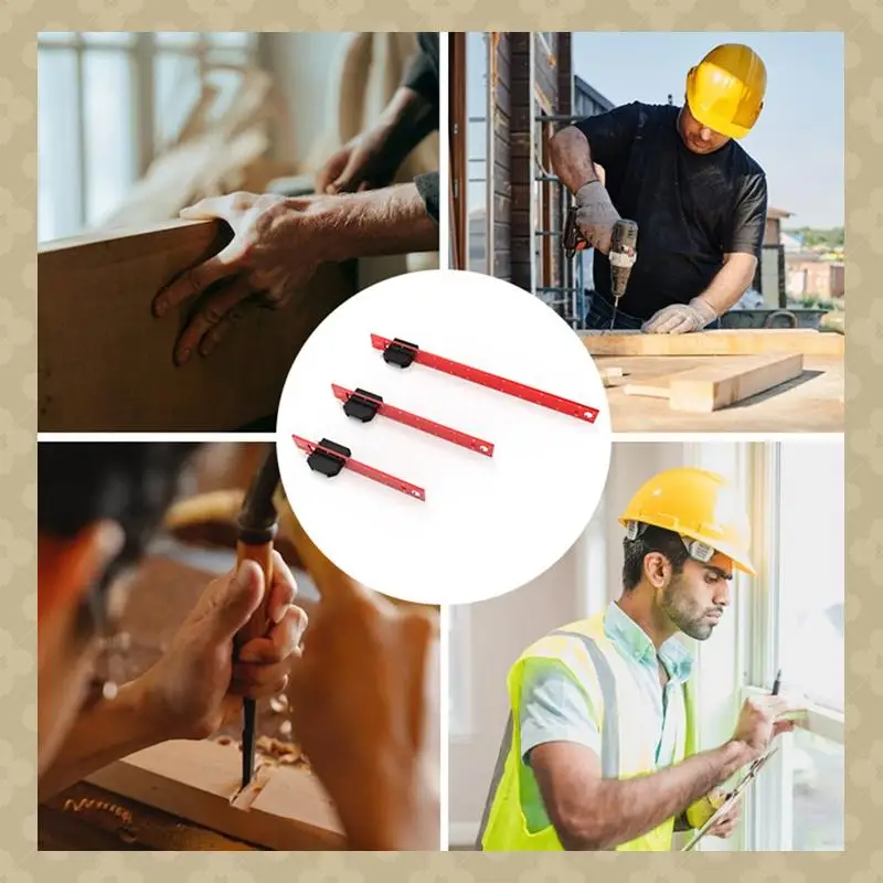 

AB45 3Pcs Layout Tool Precision Ruler With T-Track Slide Stops, Inch And Metric Scale