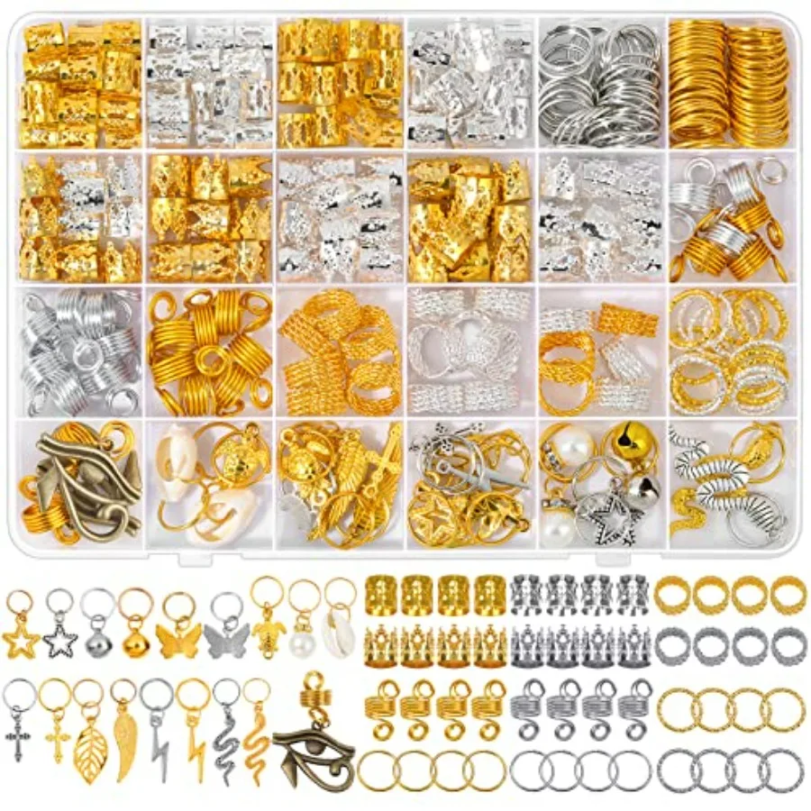 

Hair Jewelry for Braids Loc Jewelry for Hair Dreadlocks, Braid Accessories for Women Men, Gold Braid Accessories with Cuffs Cha
