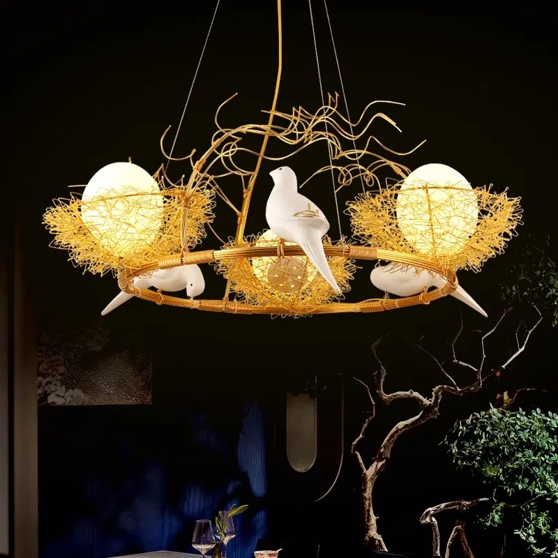 Modern Gold Design Bird'S Nest Glass pendant lights For Kitchen Dining Living Room LED Hanging Lamp Decor Suspended Luminaire