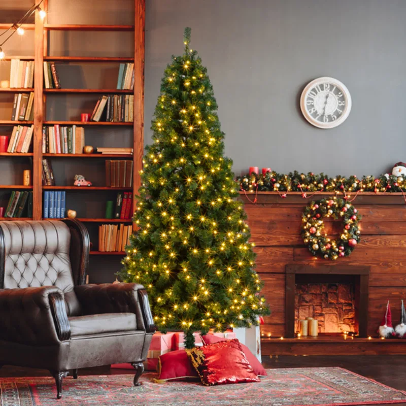 6FT PVC Material DIY 150 Lights Warm Color 8 Modes 1050 Branches Christmas Tree Green Christmas Decoration