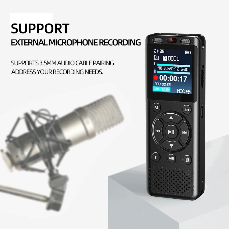 Large screen C-type rechargeable dicta long time recording voice audio recorder Activated with Noise Reduction External TF card