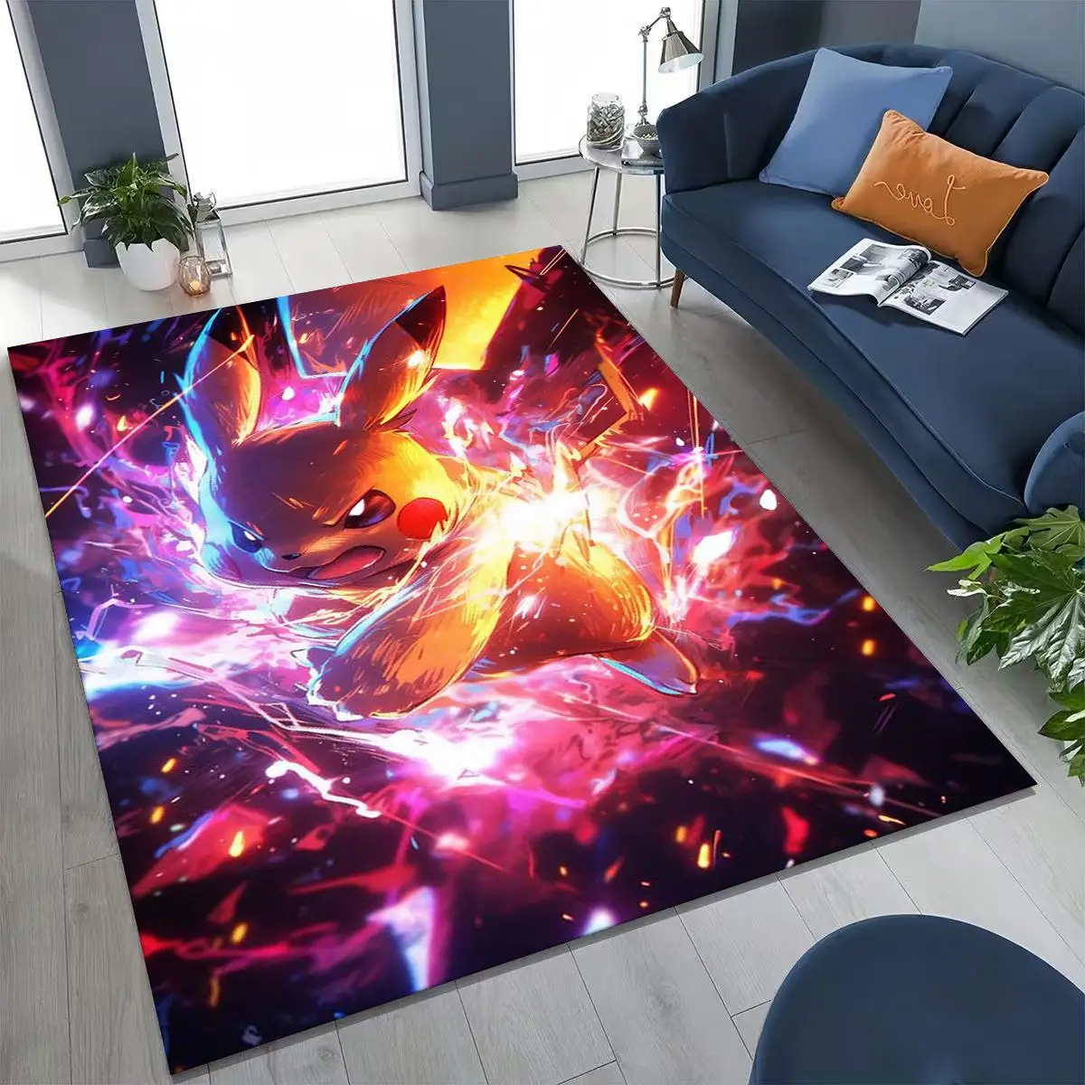 

27 Style Cute Pikachu Pokemon Cartoon Rug for Bedroom Living Room Sofa Home Doormat Decor,Larger Kids Non-slip Floor Mat Gift