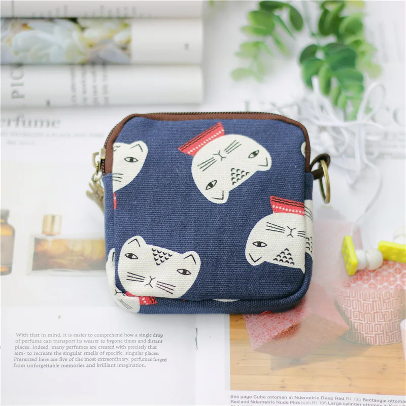 Women Canvas Cartoon Wallet Ladies Money Bag Female Small Card Organizer Tampon Bag Key Pouch Coin Purse for Children Kids Girls