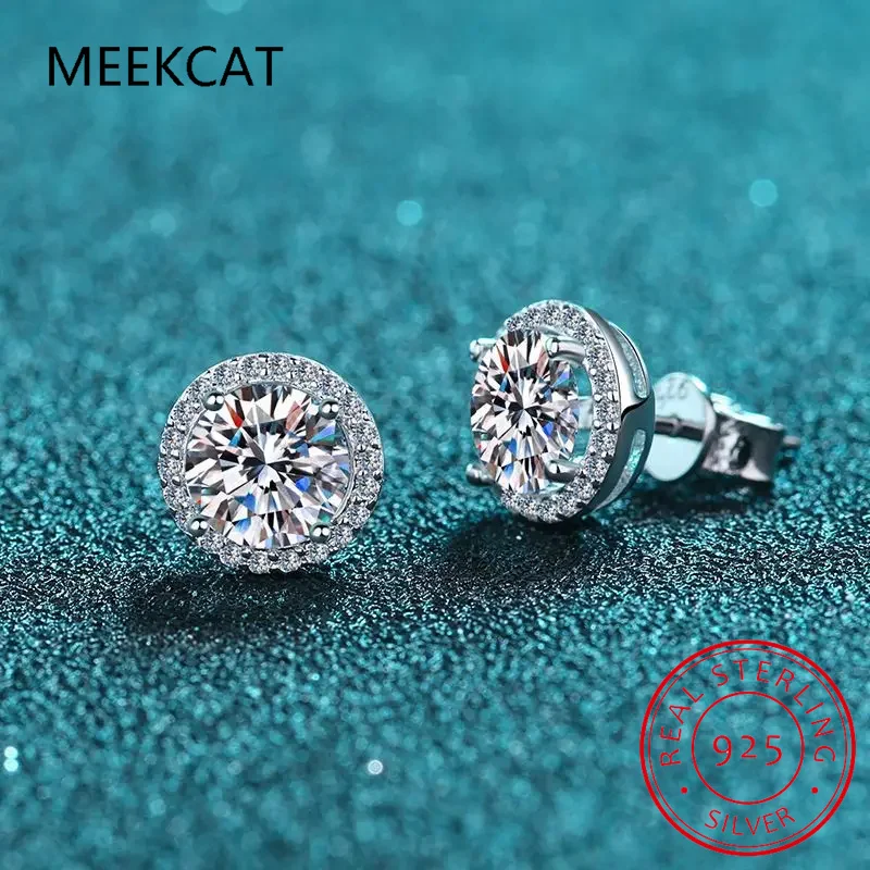 Moissanite Brincos para Mulheres, S925 Prata Esterlina, Banhado A Ouro Branco, Brinco De Diamante, Ear Studs, Jóias Finas De Casamento