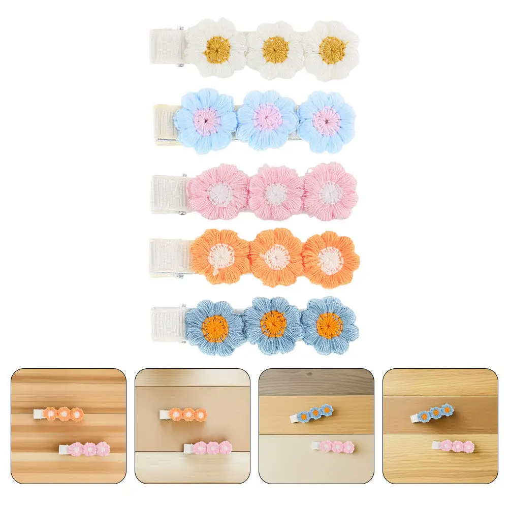 

10Pcs Handcrafted Braided Flower Hair Clips for Little Comfortable Gentle Fabric Barrettes Hair Accessories Photo