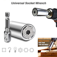 Universal Socket Wrench Head Set Sleeve Gadget 7-19mm Power Drill Adapter Spanner Key Nut Magic Grip Multi Hand Tools multitool