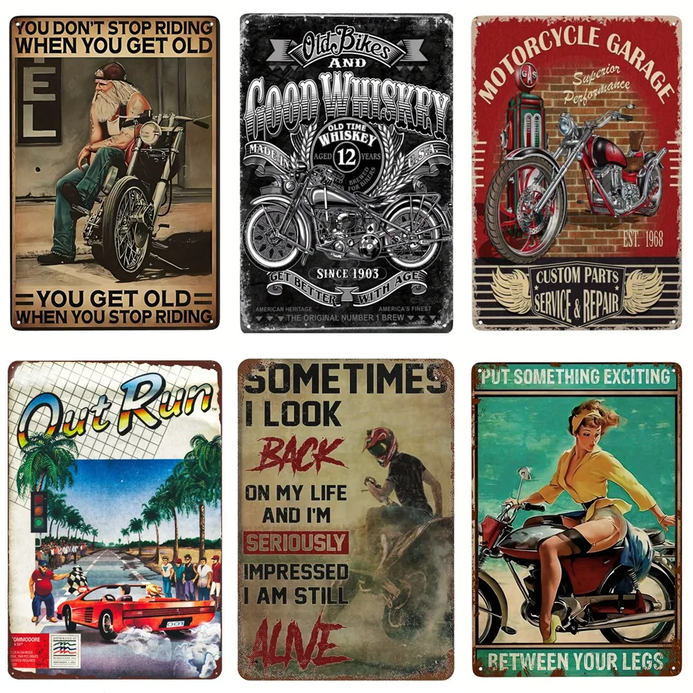 Old Bikers Plaque Hod Rod Vintage Metal Tin Signs Home Bar Garage Motorcycle Decor Car Racing Wall Art Poster Keep Riding Sign