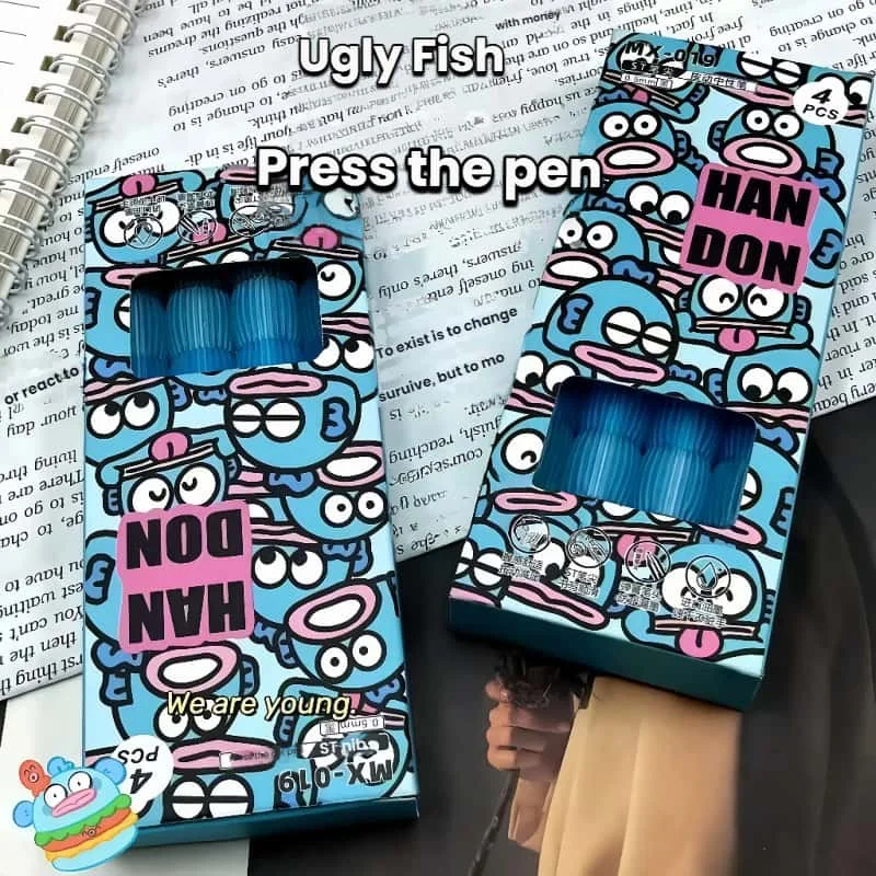 4PCS New Sanrio Kawaii Hangyodon Retractable Gel Pens, 0.5mm