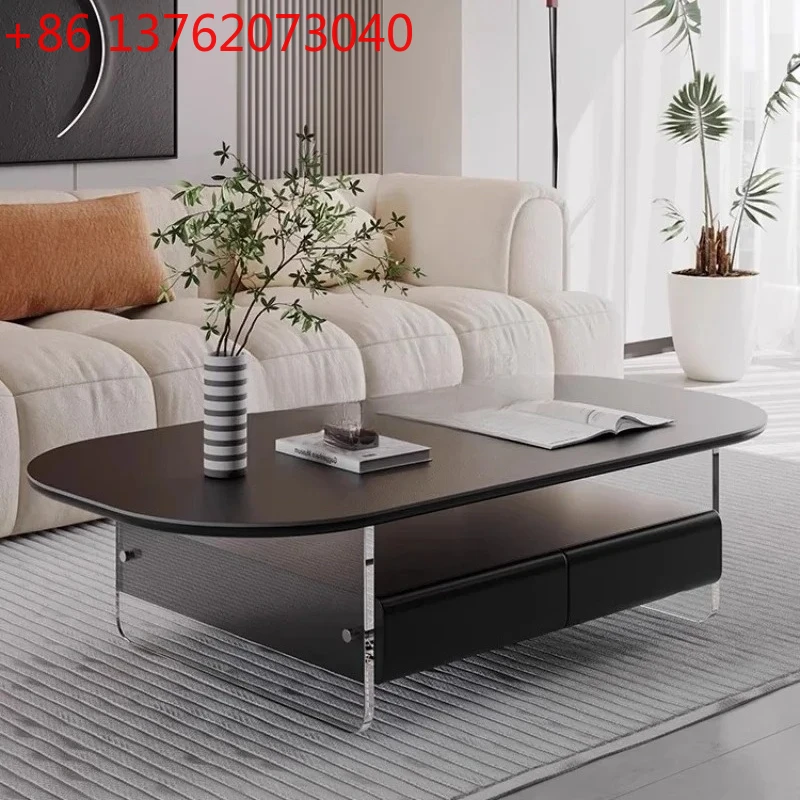 

Acrylic transparent modern simple rock slab coffee table large living room home medium and ancient style4593
