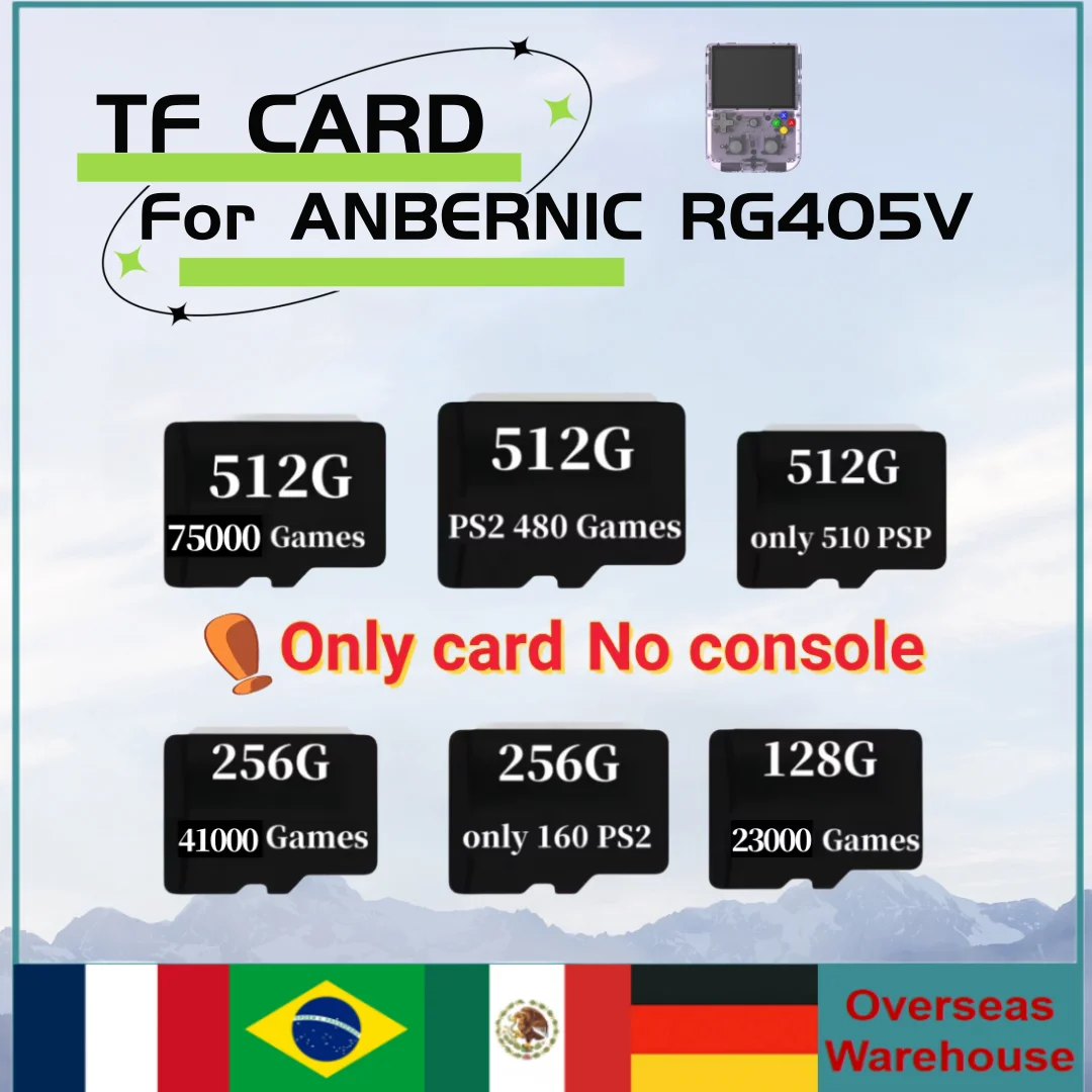 For ANBERNIC RG405V Handheld Game Console 512G Built in 75000 Games TF Card Preloaded Game for Handheld Game Open Source System