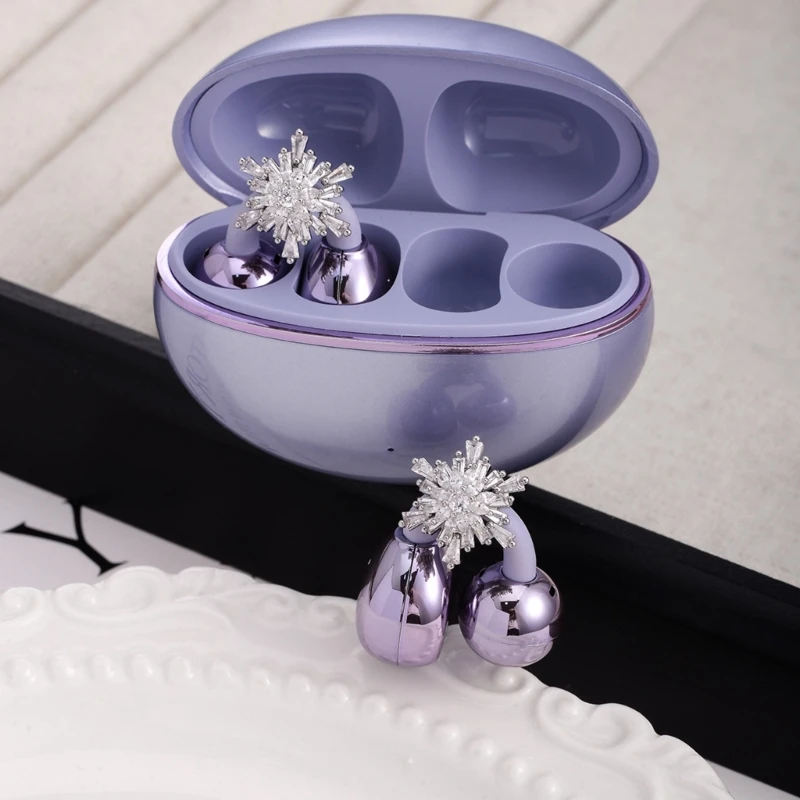  Revolving Earphone Holder Glittering Snowflakes Ornaments Strong for FreeClip Use