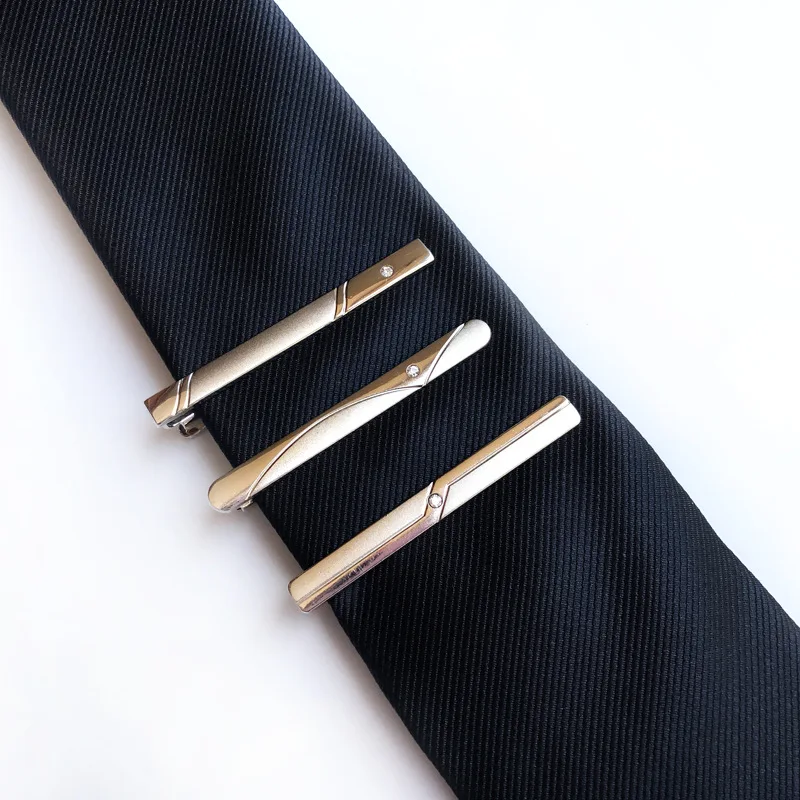 Simple Versatile Tie Clip Pin Clasp Silver Color Male Casual Wedding Business Necktie Clips Clasp Metal for Men Woman