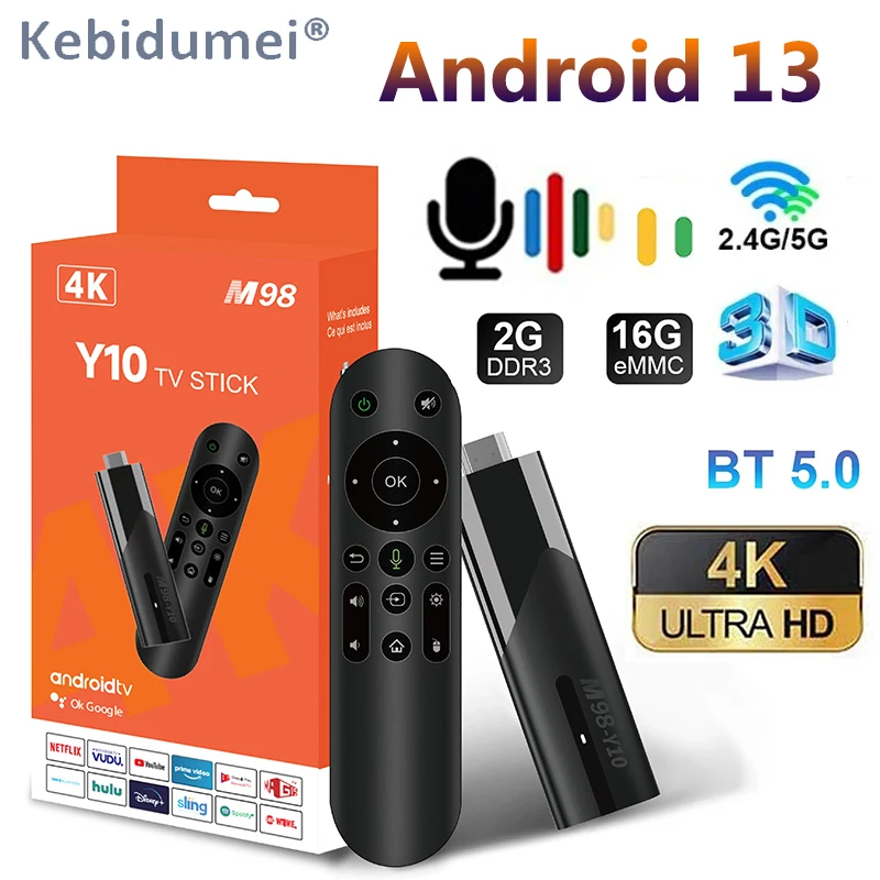 4K ATV Mini TV Stick Android 13 WiFi 2.4G 5G Dual WiFi HDR10 + ทีวีเสียงรีโมทสมาร์ททีวีกล่องQuad Core Cortex A53 เครื่องเล่นเครือข่าย