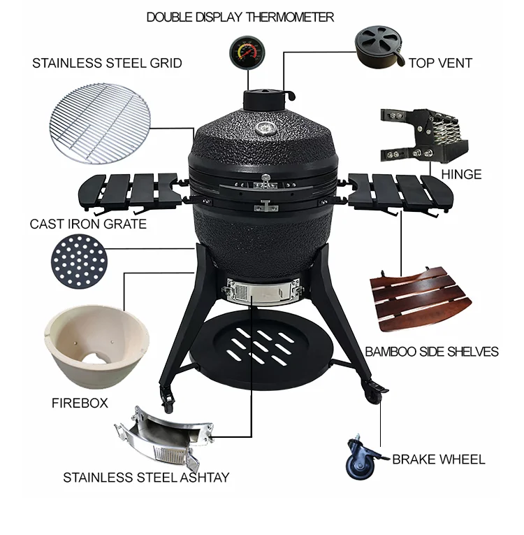 22inch Kimber Series Stone Texture Kamado Grill Use in Outdoor Picnic with the Newest Trio-Stand