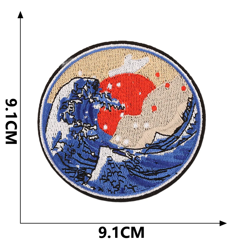Patches für Jacken, Outdoor-Kleidung, Meereswellen, Naturlandschaft, Walstreifen, Parches, zum Aufbügeln, bestickter Stich, DIY-Designer, zum Aufnähen – Detail 11