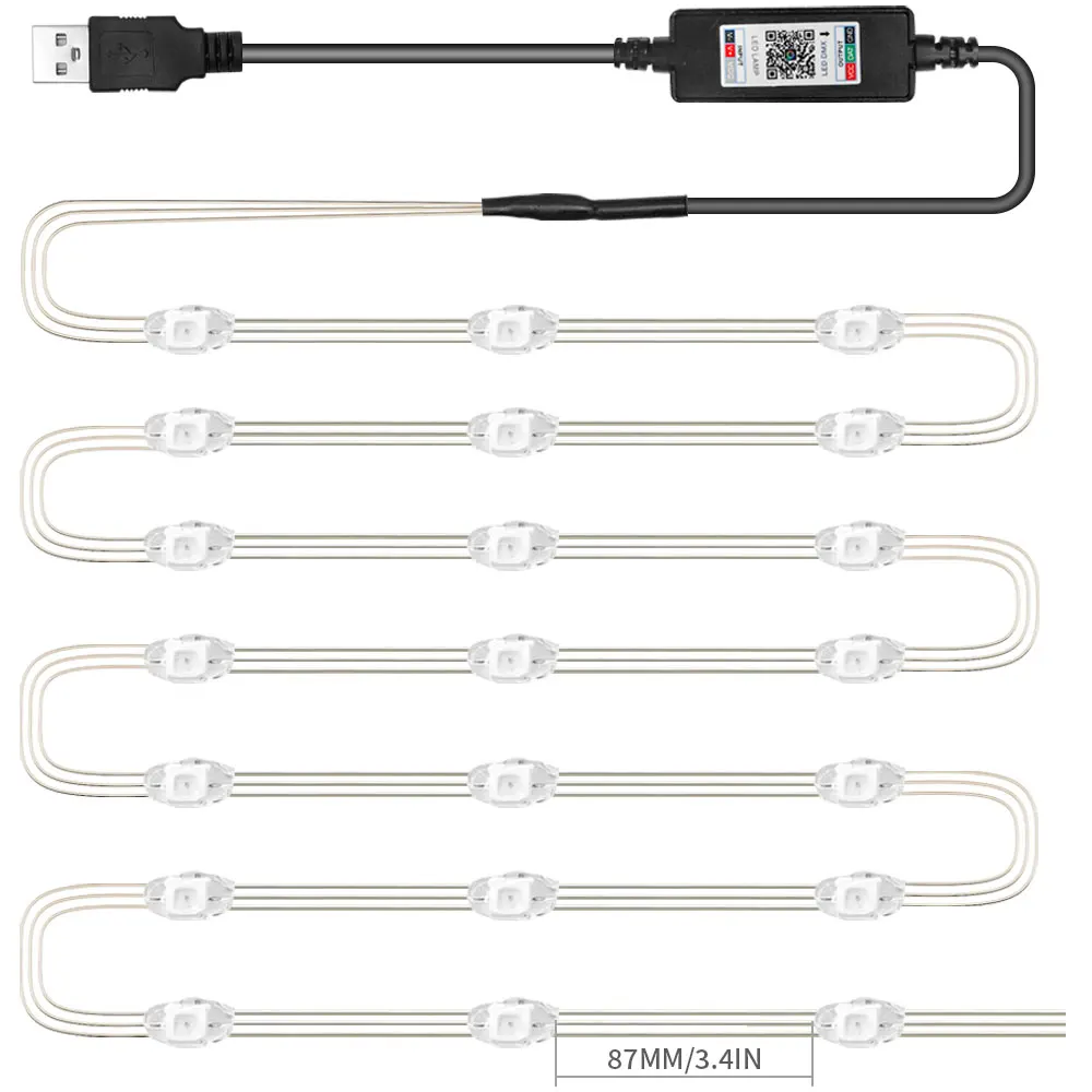 WS2812B taśma LED RGBIC sznurek drut miedziany WS2812 indywidualnie adresowalne wesele girlanda Deco lampki świąteczne DC5V/12V