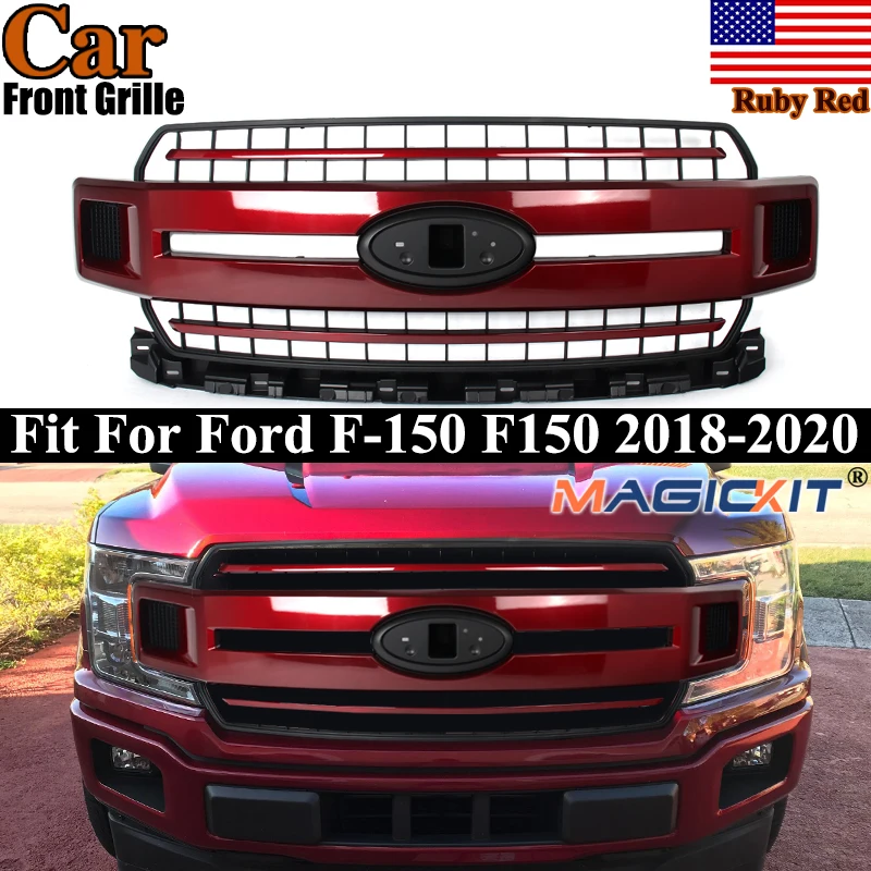 Ruby Red Metallic Front Grille For Ford F150 2018-2020 Front Bumper Upper Grille Radiator Grills Modified Grille Accessories