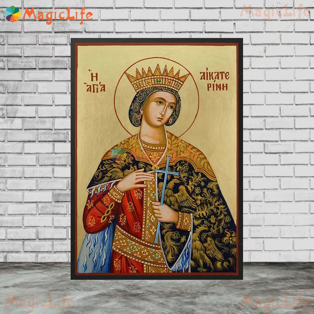 St Catherine of the Wheel St Catherine of Alexandria Orthodox Wall Pictures For Church Poster Wall Art Canvas Painting Unframed