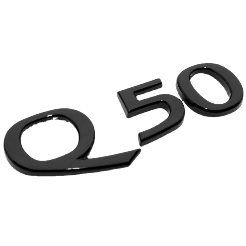 3D For Q50 Q50S Rear Trunk Logo Letter Badge Emblem Nameplate Sport Gloss Black