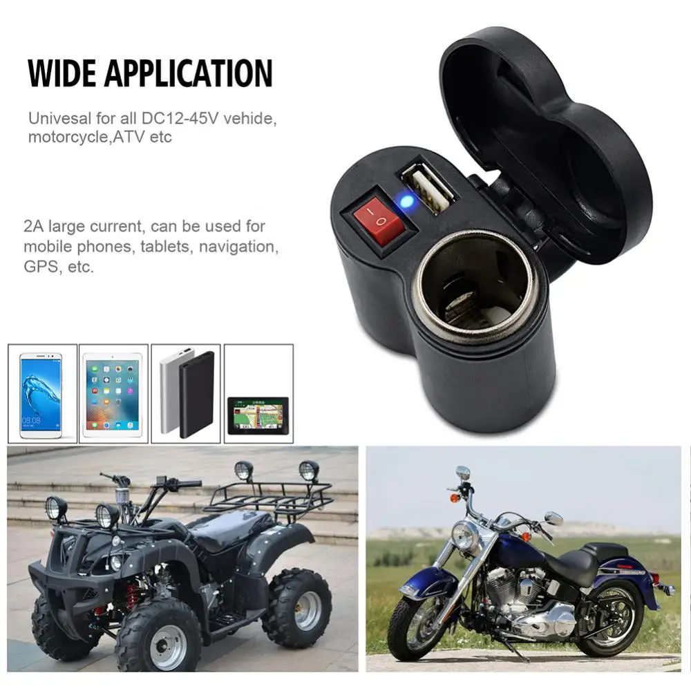 

USB Charger USB Multifunctional Motorcycle Mobile PhoneSocket Kit 5V 2.5A Dual Motorcycle Cigarettes Lighter With On/Off