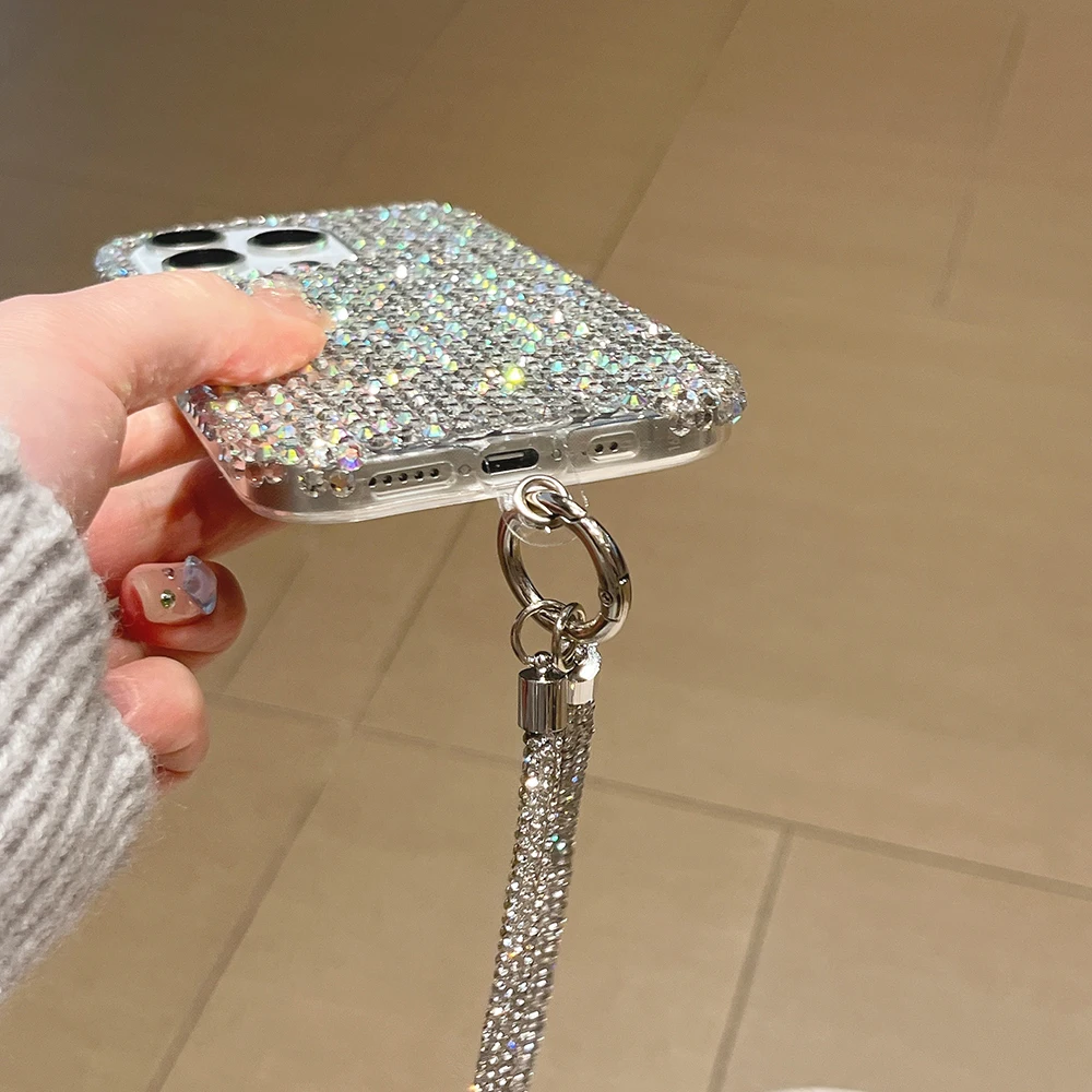 Niedliche Glitzer-Bling-Diamant-Kristall-Handyhüllen für iPhone 16 15 14 13 12 17 18 Pro Max 16 Plus 11 Air Stoßfeste Rückseiten-Abdeckung – Detail 6