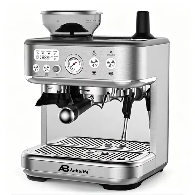 Anbolife 15 Grinding Setting Factory Wholesale ODM Semi-automatic Stainless Steel 15-bar High-pressure Italian Coffee Machine