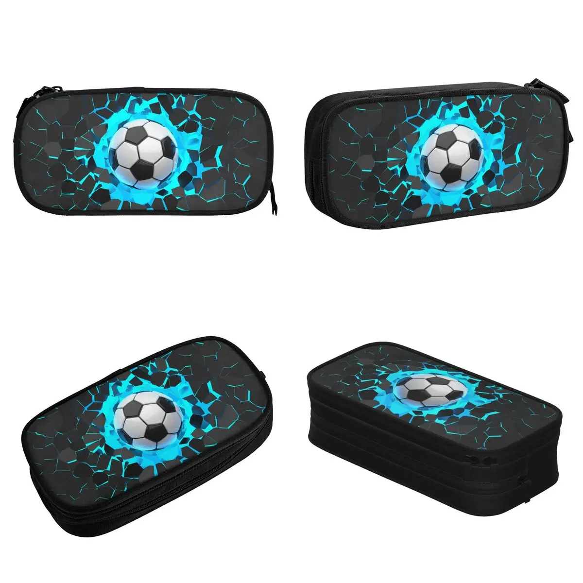 Imagem -02 - Estojos de Lápis Clássicos para Crianças Bolas de Futebol e Futebol Lápis Esportivo Bolsa para Estudantes Bolsas de Grande Capacidade Papelaria Escolar