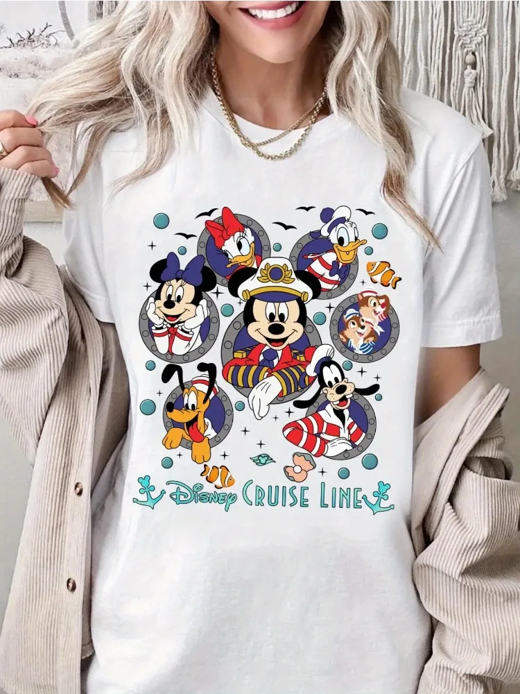 

Disney Disney Cruise Anniversary T-Shirt Mickey & Friends Cruise Shirt Street Fashion Men's & Womens Summer Short Sleeve T-Shirt