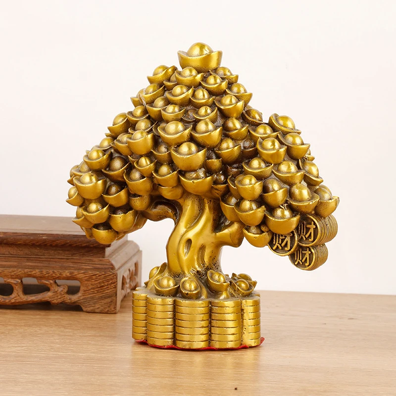 Brass Money Tree Ornament Plant Bonsai Craft Home Office Store Opening Gift