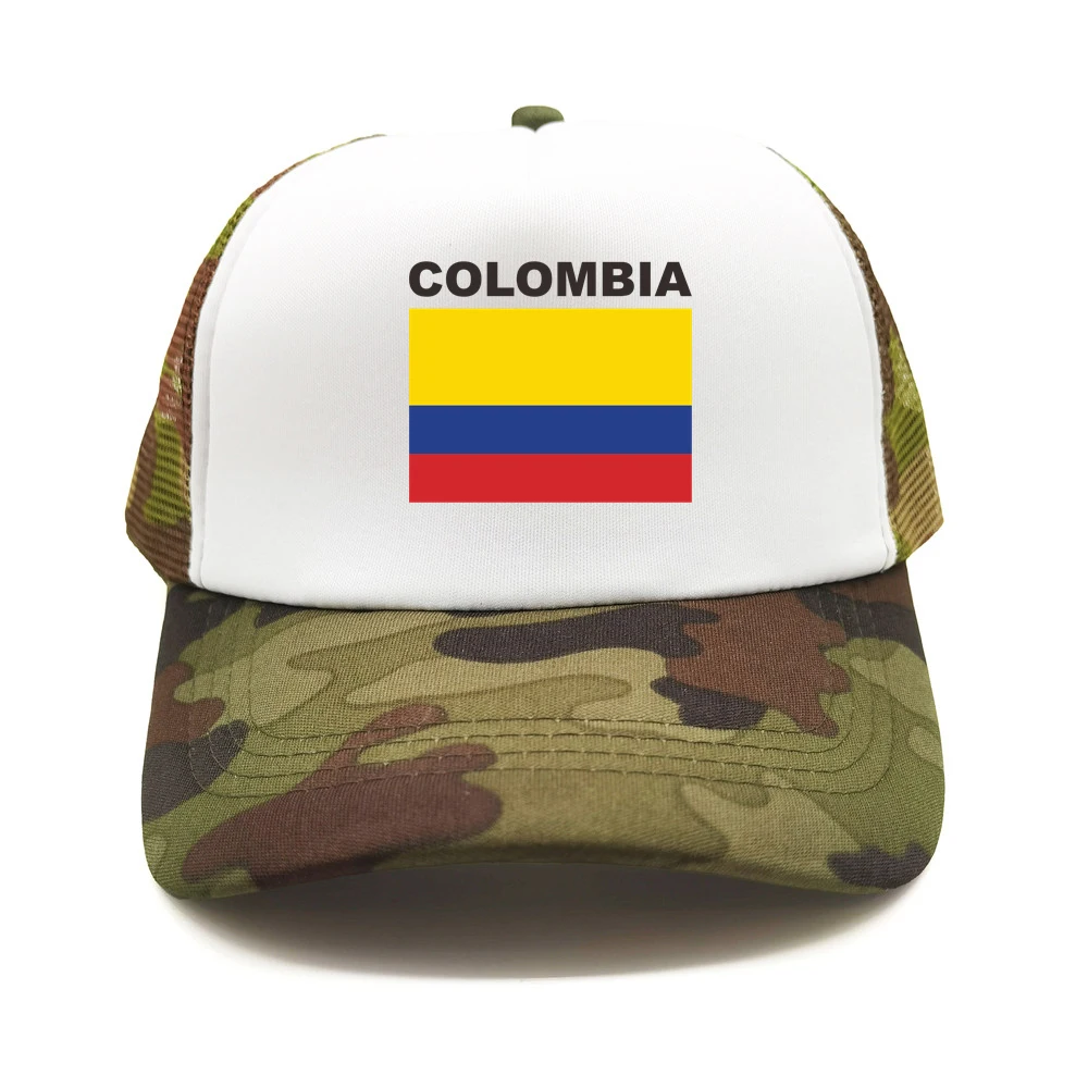 Colombia Flag Trucker Cap Summer Men Cool Hat Baseball Cap Unisex Outdoor Mesh Net Caps