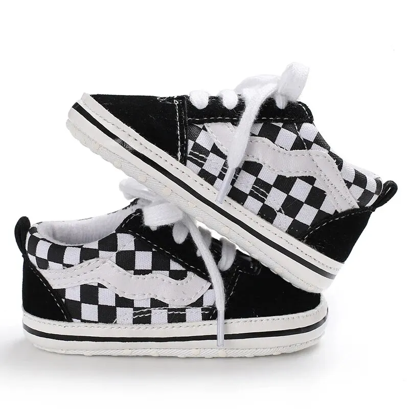 Baby Shoes Boys Girls Plaid Print Casual Sneakers Infant Sports Walker Crib Shoe Unisex