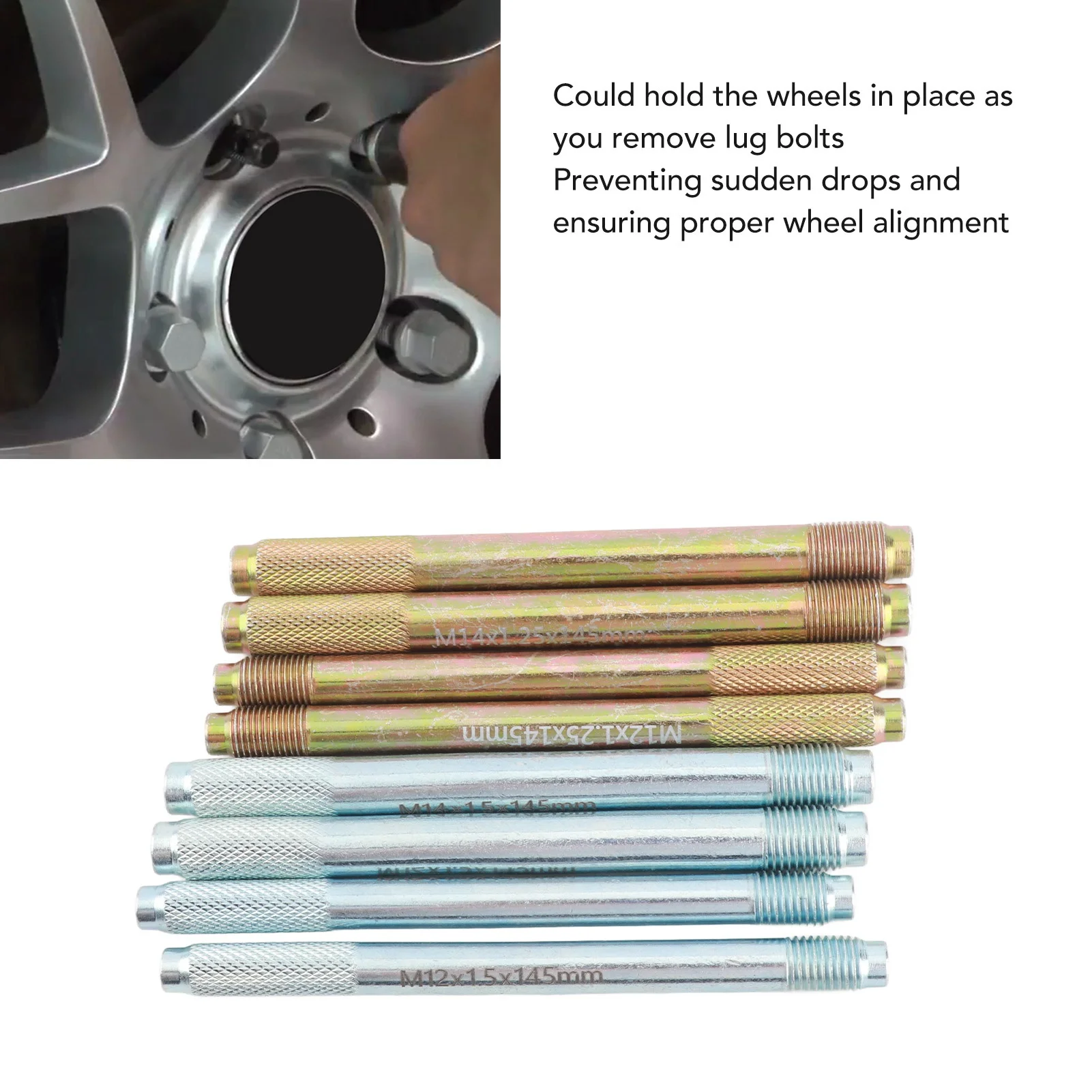 Wheel Hanger Alignment Pin Metal Wheel Balancing Tools  Fit Knurled End Tight Grip High Strength  for Vehicles