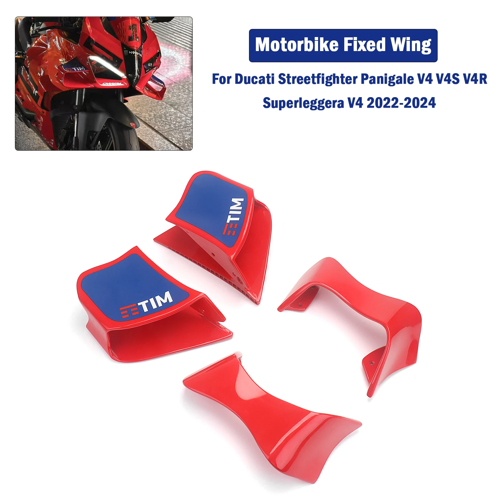 Für Ducati Panigale V4 V4S V4R SP 2022 2023 2024 Fixed Wing Kit Aerodynamischer Deflektor Moto GP Gleicher Fixed Wing Spoiler