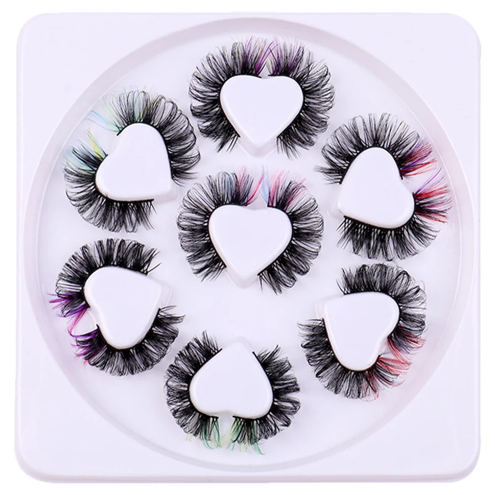 7 ペアのつけまつげエクステンション カラーカーリー 軽量 女性ファッション アイエンハンサー パーティー 特別イベント メイクアップまつげ用