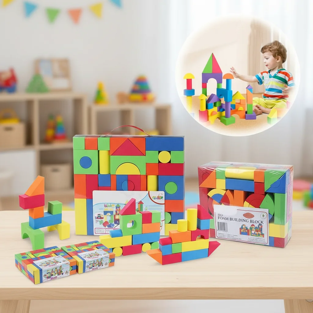 46個のソフトEVAビルディングブロック、大きな教育STEM玩具、就学前の子供向け、大きなカラフルな積み重ね可能なブロック、男の子と女の子へのギフト