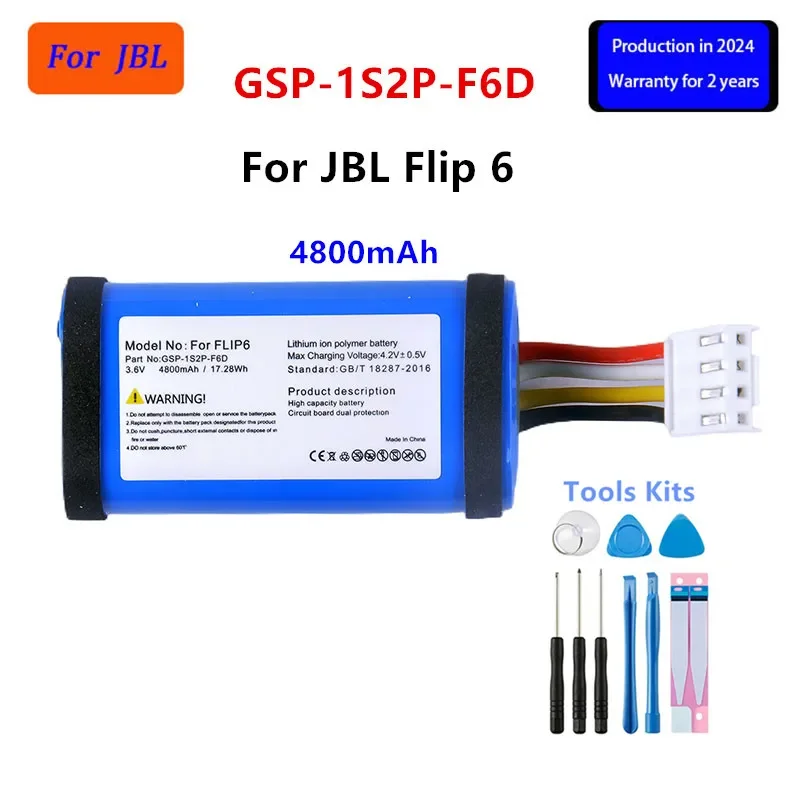 

Original GSP-1S2P-F6D New Replacement 4800mAh For JBL Flip 6/ Flip6 Speaker Replacement Battery +Tools.