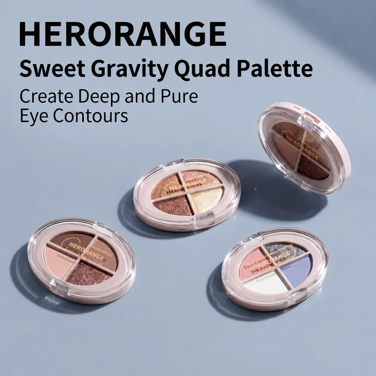 Herorange Four-Color Eyeshadow Palette Shimmer Highlight Fine Texture No Fallout Portable Easy to Use for Beginners