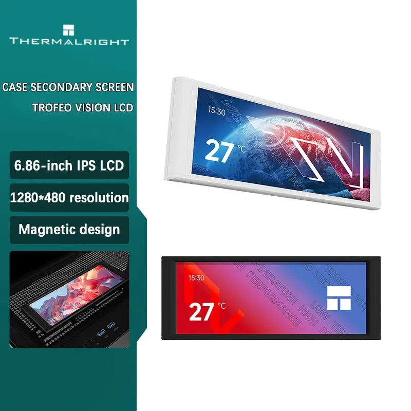 

Thermalright TROFEO VISION ЖК-дисплей 6,86 дюйма, полноцветный дисплей, USB-умный корпус, вторичный экран, разрешение 1280*480, магнитный дизайн