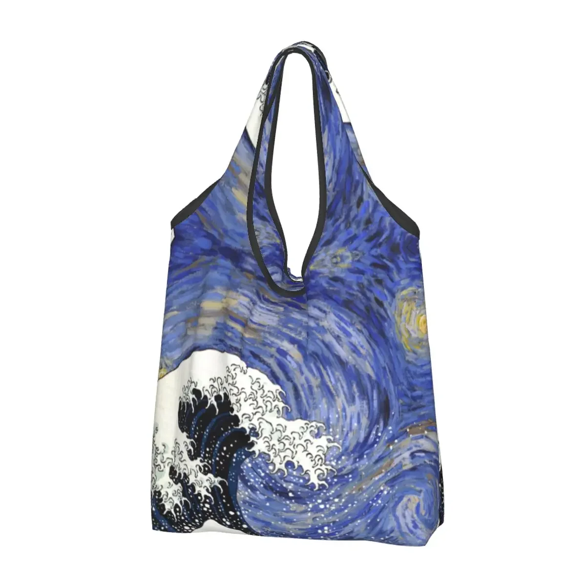 Custom Vincent Van Gogh Starry Night Shopping Bag Women Portable Big Capacity Groceries Great Wave Art Tote Shopper Bags