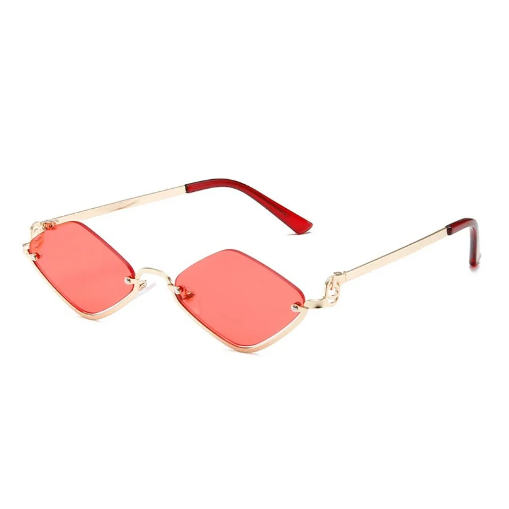 

UV400 Rhombus Sunglasses Metal Half Frame UV Protection Polygonal Sunglasses Eyewear Cat Eye Shades UV Resistant Cycling Glass