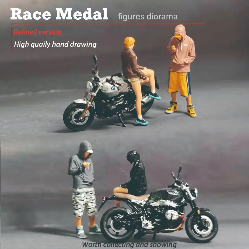 RM 1:64 Tiny Scenes Toys Heavy Motorcycle And Couples Micro Figurine Doll