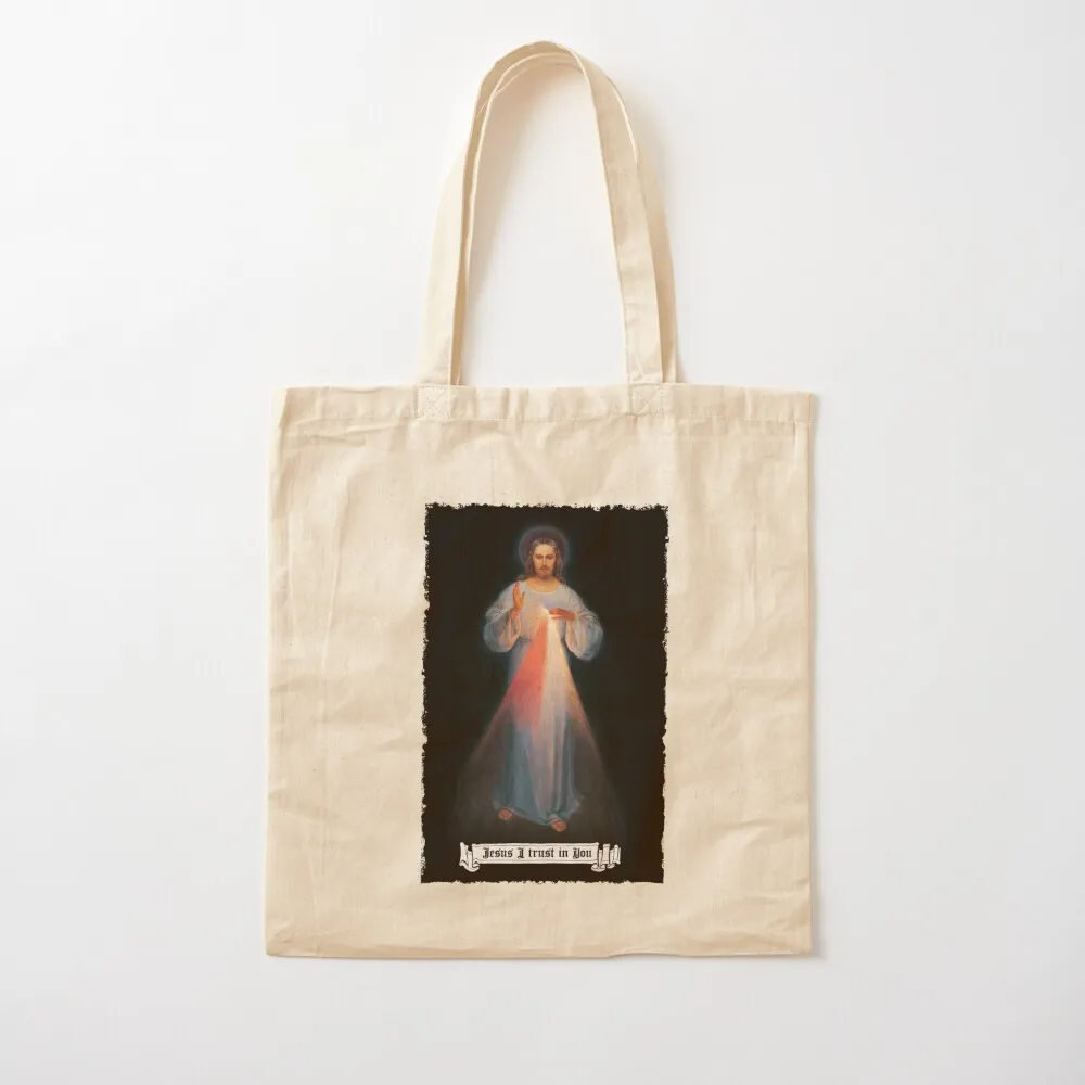 The Divine mercy image, catholic and Christian gifts, Jesus I trust in you Tote Bag custom tote bag Women's tote bag