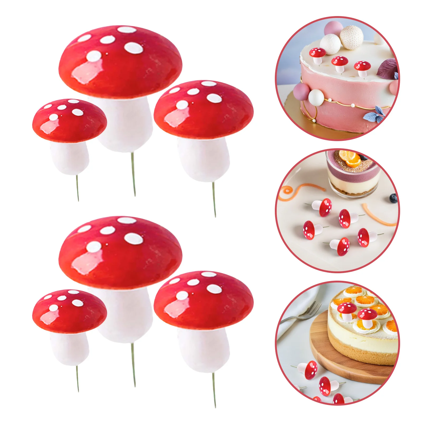 

30Pcs Mushroom Cake Picks Premium Foams DIY Dessert Toppers Safe No Assembly Required Mushroom Cake Pick