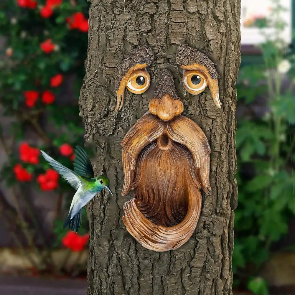 Tree Monster Bird Feeder Outdoor Courtyard Yard Garden Decorations Resin Crafts Whimsical Tree Hugger Sculpture Art Decor