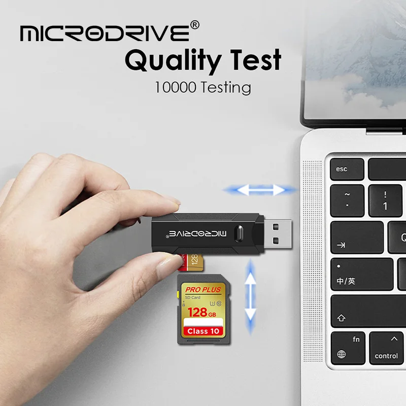 Il lettore di schede USB multifunzionale 2 in 1 supporta schede TF+SD per computer, tablet, fotocamera, laptop e auto