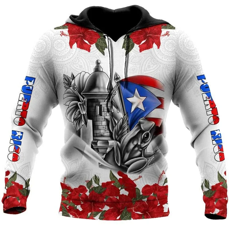 Men's Hoodie Clothing 3D Printed Puerto Rico Pullovers Men Long Sleeve Sweatshirt Sports Streetwear Hoody Spring Pullover Tops