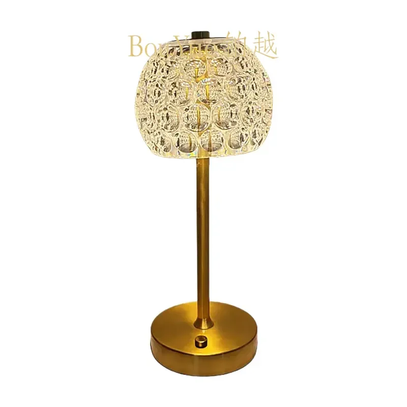 Luxury Crystal Table Lamp Retro Gold LED Night Light Bedroom Bedside Decorative Lamp Study Room Atmosphere Ornament