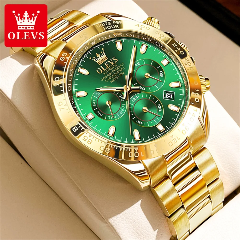 

OLEVS Men's Watch Automatic Mechanical Luxury Stainless Steel Wristwatch High Quality Week Date Waterproof Luminous Watch